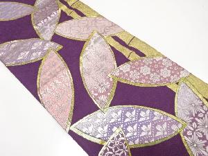 竹笹に花模様織り出し　振袖用袋帯